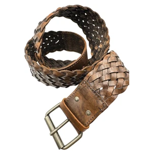 Original Vintage Bekaloo echt geflochtenes Leder Gürtelschnalle Größe 34-38 - Bild 1 von 6