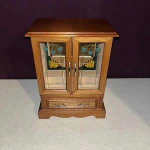 Vtg. Kellerman Wooden Wardrobe Style Jewelry Box, Music, Drawer, Spinner, Slots - Picture 1 of 16