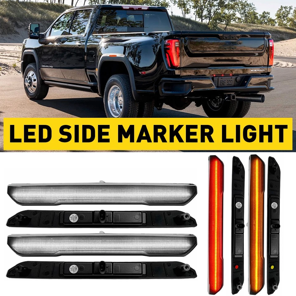 Белые светодиодные передние задние габаритные огни B для 2020 21 22 GMC Sierra 2500 3500 - Изображение 1 из 1