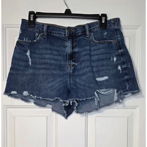Aerie Denim Shorts Jeans Womens Medium Comfort Elastic Back Distressed Med Wash - Picture 1 of 4