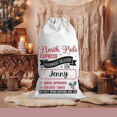 Personalized Large Santa Sack Christmas Gifts Sack 50x85cm Custom Santa Bag - Image 1 of 4