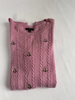 Talbots шерстяная смесь розовый свитер кабель трикотажа размер P новинка печати вышитые совы - Изображение 1 из 4