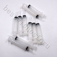 10 Pcs Dental VET Disposable Plastic Feeding Irrigation Syringe Curved Tip 12cc