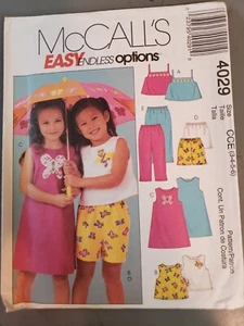 McCall's Patterns 4029 Kinder einfache endlose Optionen Gr. CCE 3-6 ungeschnitten - Bild 1 von 2