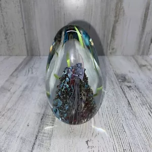 Satava Studio Glass EggPaperweight Jellyfish Ocean Signed & Dated 9/91 - Picture 1 of 12