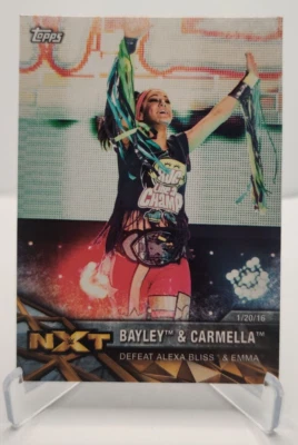 2017 Topps WWE NXT Bayley & Carmella def. Alexa Bliss & Emma #NXT-11 wrestling - Image 1 of 2