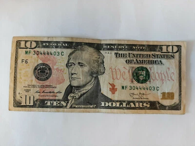 2013 $10 MF Series NOTE with FANCY SERIAL NUMBER MF30444403C - Image 1 of 4