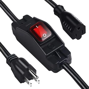 Outdoor Waterproof On/off Switch Extension Cord Heavy Duty 125v/250v Black Sjtw - Picture 1 of 9