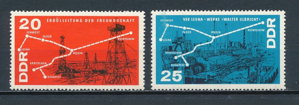 Germany  DDR   871-2 MNH, Oil Pipelines & Factory, 1966 - Image 1 of 1