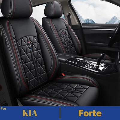 Luxury Car 2/5 Seat Cover Faux Leather Protector Pad For KIA FORTE 2014-2024 - Image 1 of 4