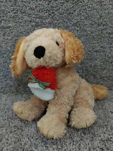 Commonwealth Plüsch 9 Zoll Tier Welpen Spielzeug Hund Creme & Beige mit roten Hausschuhen.  - Bild 1 von 9