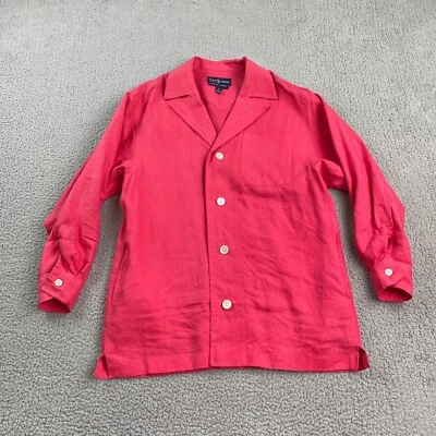 Ralph Lauren Blazer 女式 4 码粉色 100% 亚麻美国制造纽扣长袖 — 第 1/4 张图片