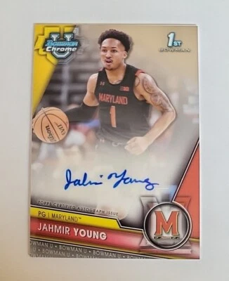 JAHMIR YOUNG 1st 2023-24 Bowman Chrome U University Auto #BCPA-JY  Maryland - Image 1 of 2