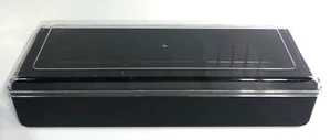 Vintage Cassette Tape Storage Case Holder 15 Slot Black Plastic with Clear Lid - Picture 1 of 13