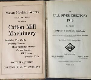 1918 Fall River, Mass Telephone Book, Business Directory, Hardcover, 1,005 Pages