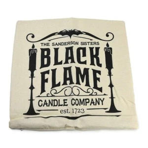 Black Flame Burlap Throw Pillow Cover 18x18 Inch Hocus Pocus 2 Halloween Decor - Picture 1 of 2