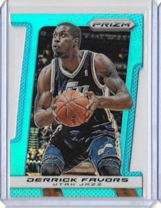 2013-14 Panini Prizm Basketball Derrick Favors Die-Cut Blue Prizm Utah Jazz /199