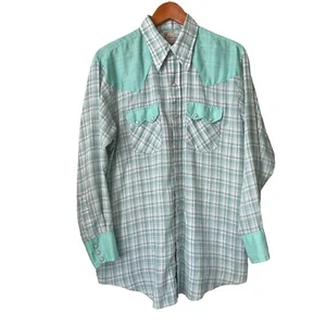 Vtg DC Dee Cee Brand Authentic Western Wear Pearl Snap Plaid Shirt Men 16 1/2 33 - Picture 1 of 8