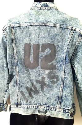 Vintage Guess Jacket 18 Medium Jean Coat Denim Concert Band Inxs U2 80s - Image 1 of 4