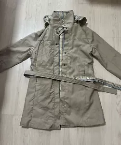 Burberry Women Tan Trench Coat Hooded Jacket Nova Beige Plaid Check + COA SMALL - Picture 1 of 10