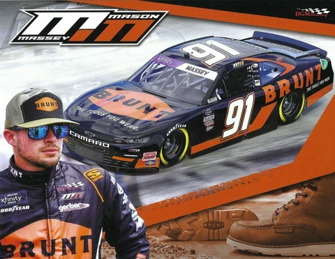 2022 MASON MASSEY "BRUNT TOOLS" #91 NASCAR XFINITY POSTCARD Cover