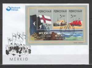 Faroer E36 FDC 1990 National FLAG Ships Block CV 5 eur - Picture 1 of 1