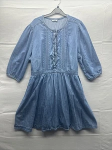 George Damen Blau Midi Jeanskleid Übergröße 22 Rundhals 3/4 Arm Gürtel - Bild 1 von 14