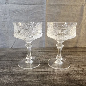 Vintage Gorham Crystal Accolade Champagne Alto Sherbert Trasparente Set di 2 - Foto 1 di 12