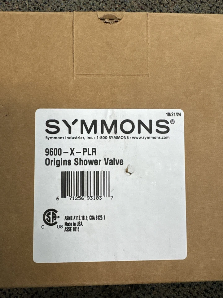 SYMMONS Symmos 9600-X-PLR Origins Balancing Shower Valve w Service Stops,Polished Chrome