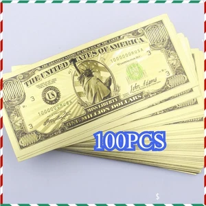 100 Pcs Gold Banknote Statue of liberty 1 Million US dollar Craft Gift Prop New# - Picture 1 of 5