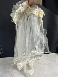Velo de boda floral de encaje con perlas nupcial Bt2 - Imagen 1 de 14