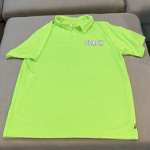 Healy Sportwear Neon Green Collar Shirt Little League Coach Shirt Size M - Picture 1 of 13