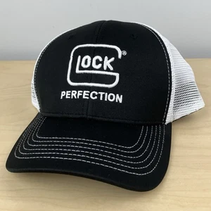 Sombrero de camionero Glock Perfection malla trasera Snapback blanco y negro logotipo bordado - Imagen 1 de 10
