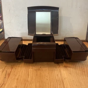 Vintage 1980er The Jewel Kit erweiterbar ausklappbar Schmuckkästchen Mid Century Modern braun - Bild 1 von 10