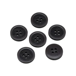 20Pcs Black Woodgrain Resin Buttons, 4-Hole, Shiny Surface, Sewing DIY 15-25mm - Picture 1 of 6
