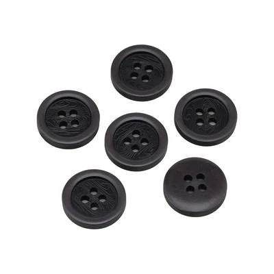 20Pcs Black Woodgrain Resin Buttons, 4-Hole, Shiny Surface, Sewing DIY 15-25mm - Image 1 of 4