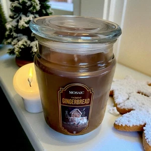 Jar Candle Gingerbread Christmas 18 Oz. Single Wick Brown Mosaic - Picture 1 of 2