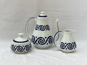 NUEVO Juego de Café Sargadelos España Porcelana Patrón Espiroide - Olla Crema Azúcar - Imagen 1 de 19