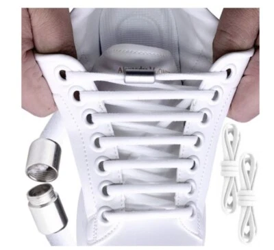 2X LACCI ELASTICI SENZA NODO BIANCHI SCARPE sport running ginnastica stringhe - Immagine 1 di 4