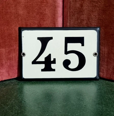 Vintage French enamel house sign number 45 for mailbox , door , wall , gate Cover