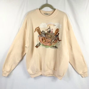 VTG 90s Kitschy Noah’s Arc Adorable Animals Crewneck Sweatshirt Women’s XL As Is - Picture 1 of 8