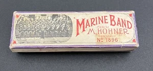 Vintage Harmonica Hohner Marine Band In Box No.1896 Key Of E with Original Paper - Picture 1 of 21