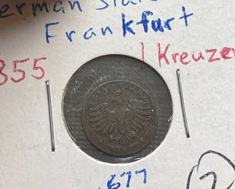 1855 Frankfurt 1 One Kreuzer Cover