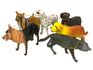 BULK PK6 Large Dog Figurine pet Figurines Kids Toy Assorted Dogs 15–20cm Plastic - Picture 1 of 12