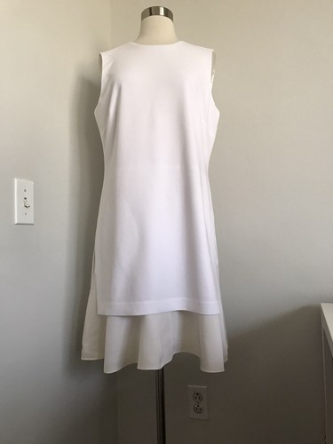 OFF WHITE ABITO SMANICATO THEORY TRIACETATO POLIESTERE BIANCO SPORCO BIANCO CON VOLANT TASCA TG 12