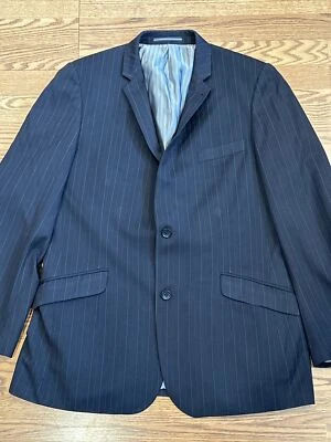 Abrigo Deportivo TOPMAN Hombres 42 Blazer Azul Marino Rayas Calce Ajustado Traje Chaqueta 42R Foto 1 de 4