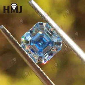 Moissanite Gemstone Ice Blue Brilliant Asscher Cut Stone Jewelry Making Material - Picture 1 of 12