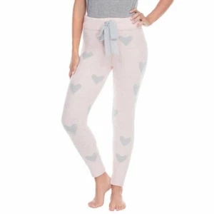 Honeydew Women Lounge Cozy Chenille Pink Grey Heart Leggings Sz Small New W/Tags - Picture 1 of 5