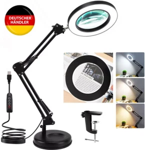Lupa con Luz y Soporte 10X, Lámpara de Escritorio LED Regulable 2 en 1 Continuamente - Imagen 1 de 12