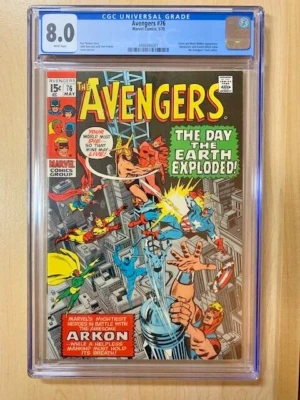 AVENGERS #76   1st SCARLET WITCH VISION Meeting!  BLACK PANTHER!    CGC VF (8.0) - Image 1 of 4
